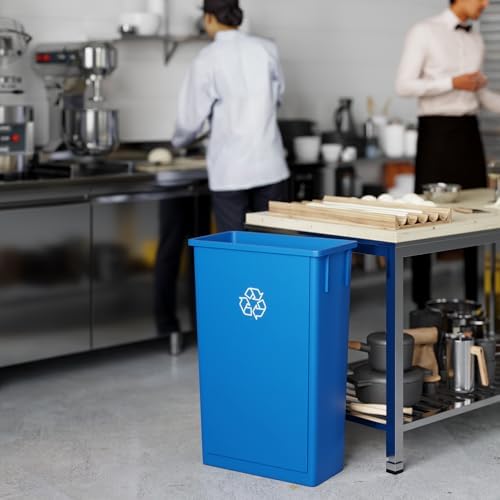 23 Gallon Rectangular Slim Trash Can, Blue