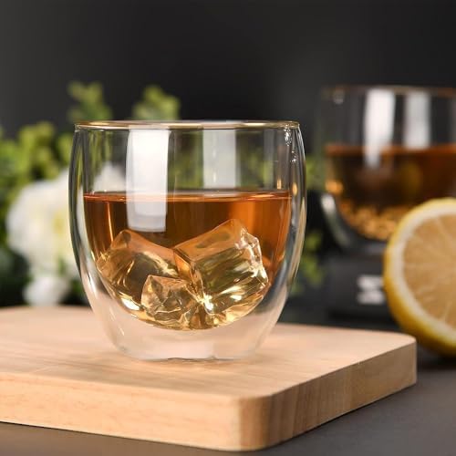 TEEM Double Wall Espresso Cups Set of 6, 2.7oz (80ml) Borosilicate