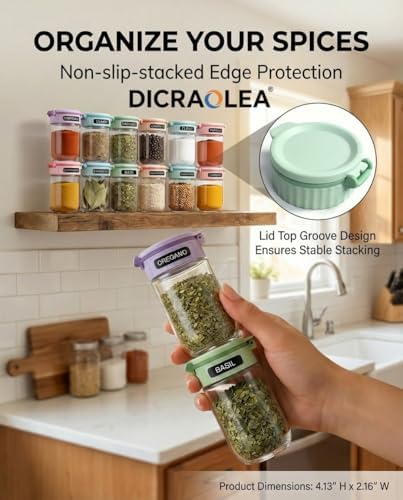 Newly Upgraded 24 Pcs Glass Spice Jars Set with Labels, 4oz Macaron