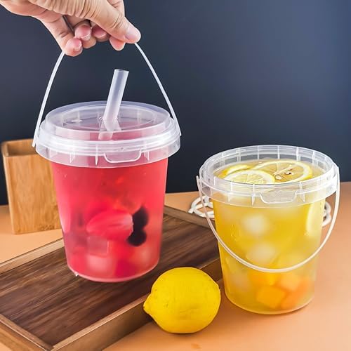 30 Sets - 34 oz Plastic Cups with Lid and Straw,Disposable Coffee Cups