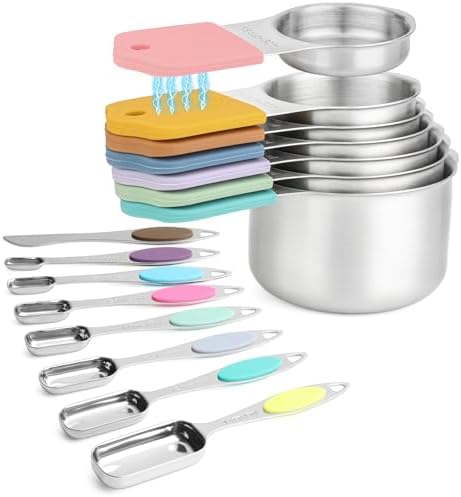 Magnetic Measuring Cups and Spoons Set, 7 Stainless Steel Measuring