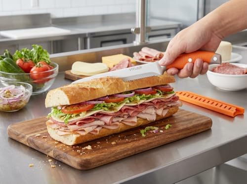 VITUER Bread Knife with Cover, 8-Inch Blade