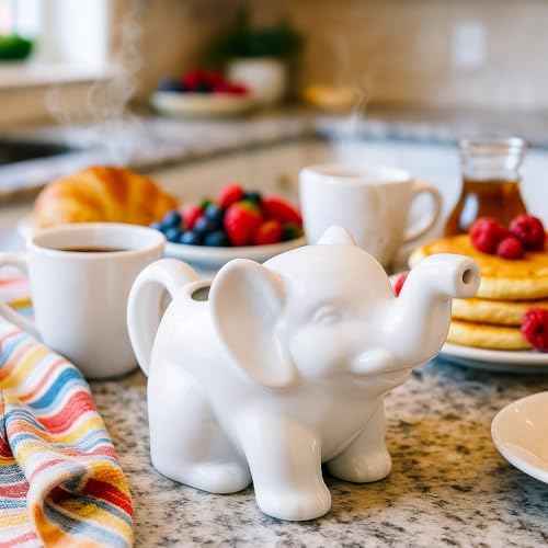 HIC Kitchen Elephant Sugar Bowl And Creamer With Handle, Fine