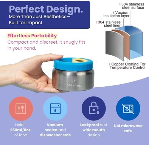 8oz Vacuum Sealed Compact Stainless Steel Insulated Food Container for