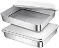 Funnymoom 2 Sets Stainless Steel Cake Pan with Lid,9 x 11 Inches