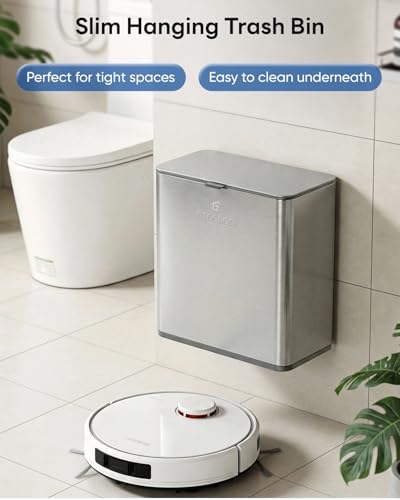 Kitchen Compost Bin, 10L/2.6G Stainless Steel Hanging Bin, Silver