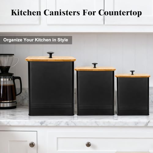 Set of 3 Metal Kitchen Canisters