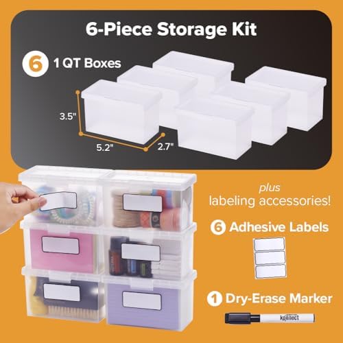 Bostitch Konnect 1 Qt Storage Containers with Lids, 6 Pack