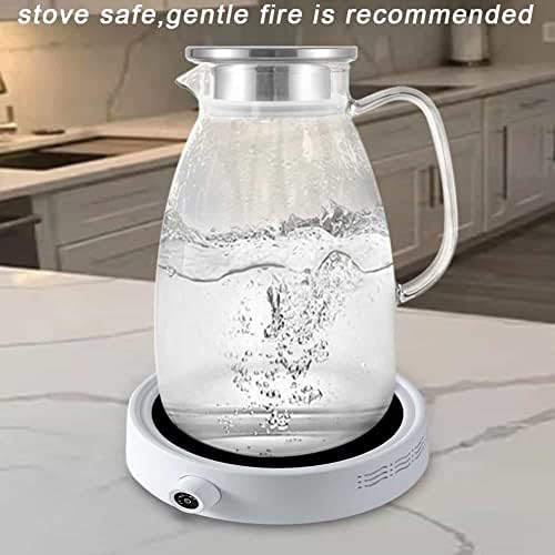 Glass Pitcher with Lid and Handle, 68 oz Heat-Resistant Borosilicate