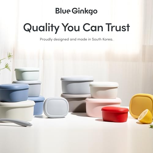 BLUE GINKGO Nesting Silicone Containers - Set of 3 Hard-Shell Silicone