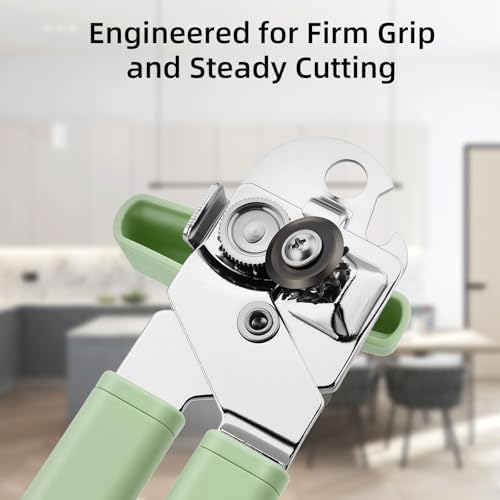 Can Opener Manual, Reinforced Blade, Effortless Knob, Non-Stick, Green
