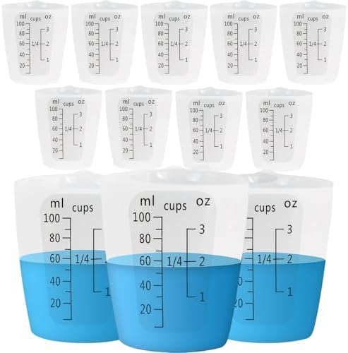 Creahaus 12pcs Silicone Measuring Cups for Resin, 100ml Non-Stick