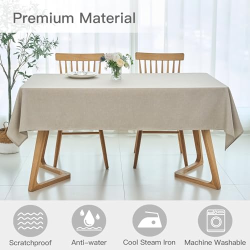 maxmill Rectangle Linen Textured Tablecloth Waterproof Spillproof