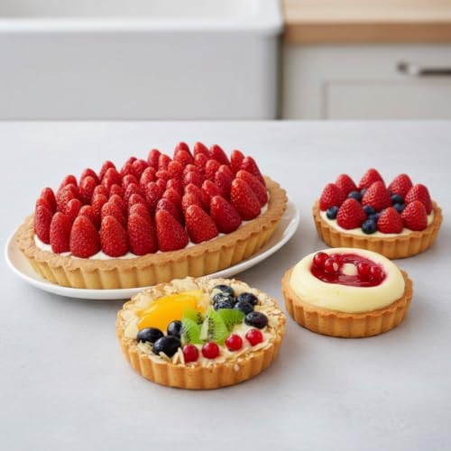 6 Pack 5 Inch Mini Tart Pans with Removable Bottom, Non Stick Quiche