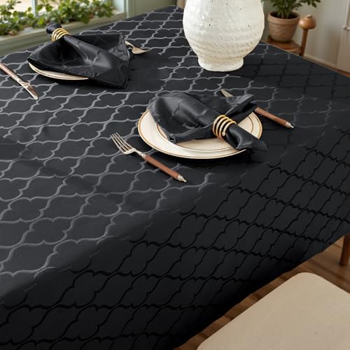 Larponder Fall Black Halloween Tablecloth Rectangle, Jacquard, 52" x