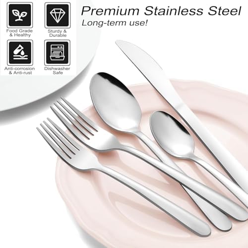 Pleafind 24-Piece Silverware Set - Stainless Steel Cutlery Set with