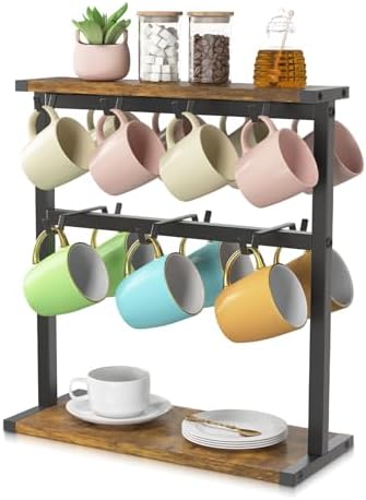 EsLuker.ly Coffee Mug Holder Cup Tree Rack for Coffee Bar Countertop