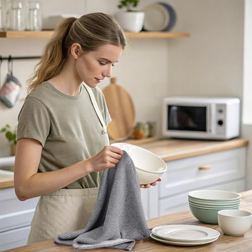 Mordimy Premium Large Cotton Kitchen Towels (18"x 28", 6 Pack), Grey