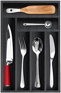 Wooden Cutlery Utensil Tray Black Kitchen Silverware Drawer Organizer