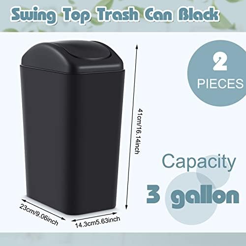 Hoolerry 2 Pcs 3 Gallon Small Trash Can with Lid, Black