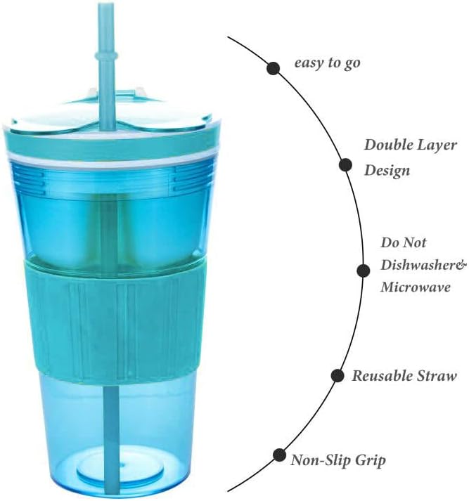 Women Men Snack Drink Cup Combo All-in-One Tumbler On-The-Go Blue Pack