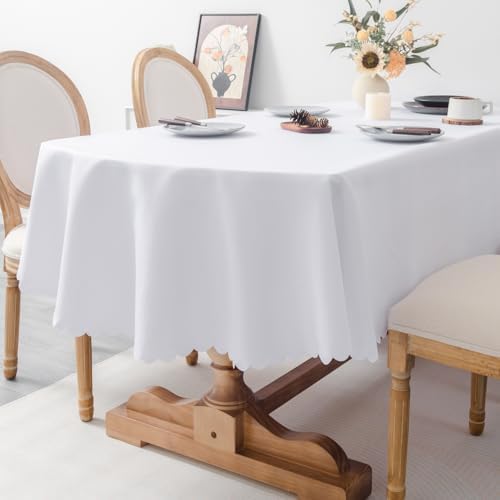 Oval White Tablecloth 60 x 84 Inch
