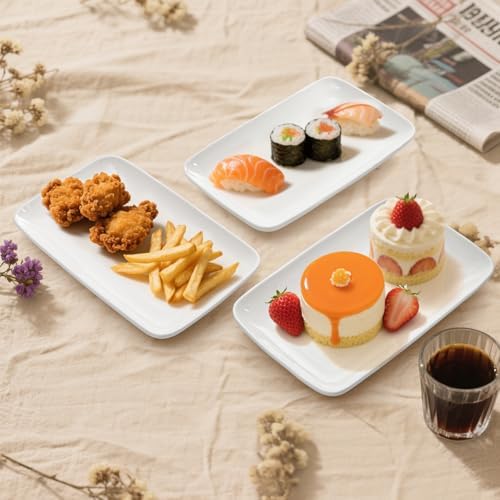 Foraineam 8 Pieces Rectangular Plates 8 Inch Porcelain Platters
