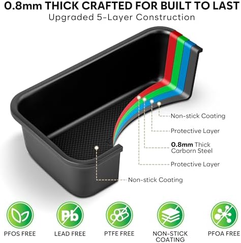 10-Piece Nonstick Bakeware Set, 0.8MM Thick Carbon Steel Baking Pan Set for Oven with Cookie Sheet, Muffin Pan, Pizza Pan, Loaf Pan and Cooling Rack, Stackable Kitchen Baking Set, PFOA/PTFE Free