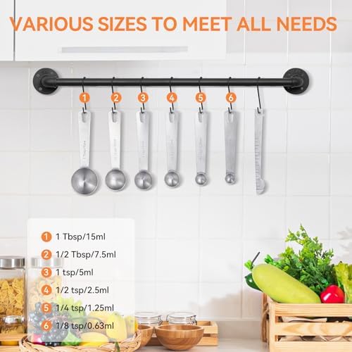 Stainless Steel Measuring Spoons Set, Dual-Scale Metric & US