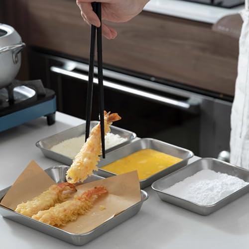 Set of 3 Breading Pans, Chicken Cutlet Dredging Trays with Stainless