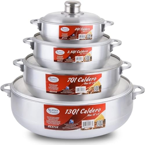 Alpine Cuisine 8-Piece Nonstick Aluminum Caldero Cookware Set with