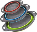 Collapsible Colander Set, 3 Pack Silicone Strainers for Kitchen-BPA
