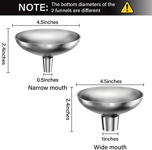 Serinar Stainless Steel Funnel, 2 Large and Small Mouth Filling