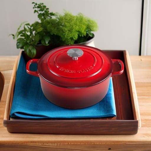 EDGING CASTING Enameled Cast Iron Dutch Oven, 5.5 Quart, Round Dutch Ovens Pot - Image 5