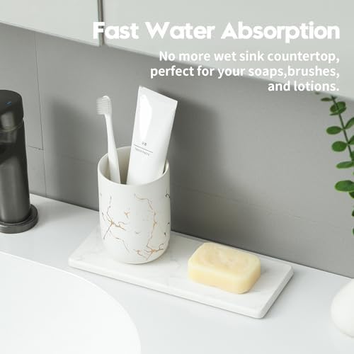 2PCS Water Absorbing Stone Drying Tray for Kitchen Counter & Bathroom