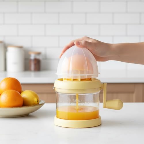 Manual Hand Crank Citrus Juicer, Yellow