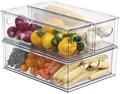 Fridge Organizers and Storage Pull Out Drawer, 2 Small + 1 Large