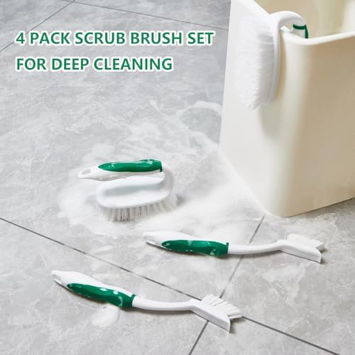 4 Pack Deep Cleaning Scrub Brush Set, Green