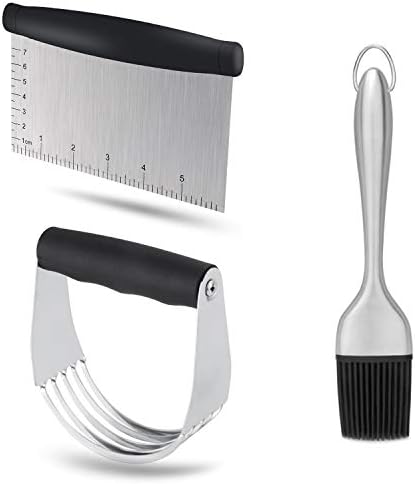 Dough Blender - Stainless Steel Pastry Cutter Set, Blender + Scraper +