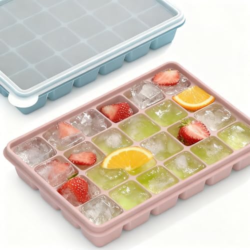 Silicone Ice Cube Trays with Lid, 4 Pack Easy Release Stackable Ice