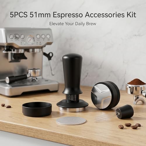 5PCS 51mm Espresso Accessories Kit, Espresso Tamper, WDT Tool, Coffee