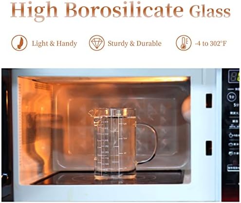 Newness Glass Measuring Cup with Handle, 500 ML (16 Oz, 2 Cup)