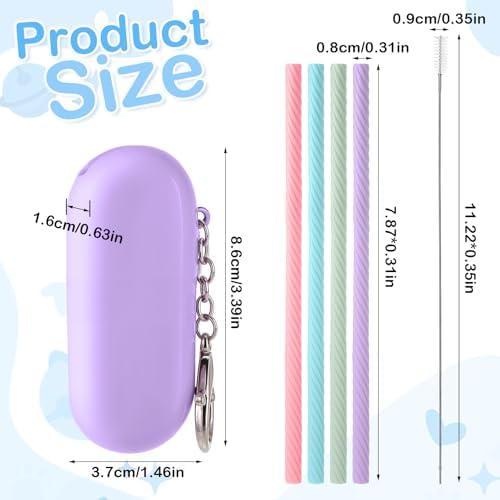 Ymapinc 4 Sets Portable Straw with Case, Reusable Silicone Straws