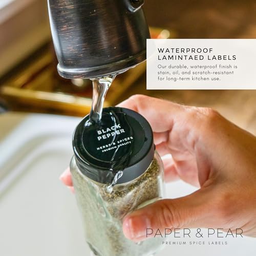Modern Style Round Black Spice Labels Stickers Preprinted Waterproof