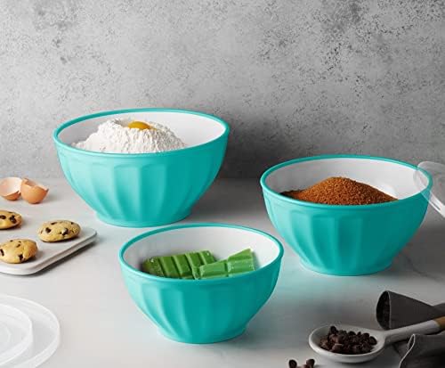 Godinger Mixing Bowls with Lids, Plastic Nesting Bowls Set, Food