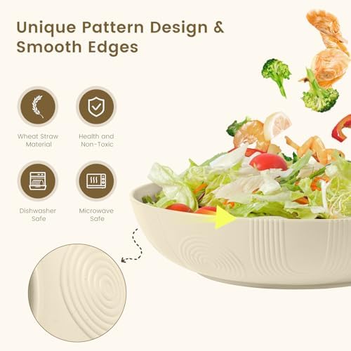 Homienly 65 oz Large Salad Bowls Wheat Straw Big Bowls 10 inch Serving