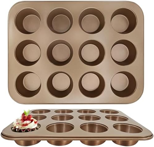 Satax Muffin Pan for Baking, Nonstick Cupcake Tin 12 Cup,sets of