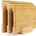 3-Piece Bamboo Cutting Board Set with Deep Juice Grooves & Built-In