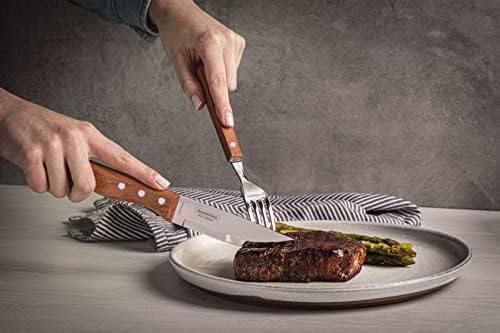Tramontina 5” Jumbo Steak Knives Set of 4, Sharp Knife with Wooden