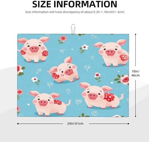 Microfiber Dish Drying Mat For Kitchen Countertop Cute Piggy Lovely